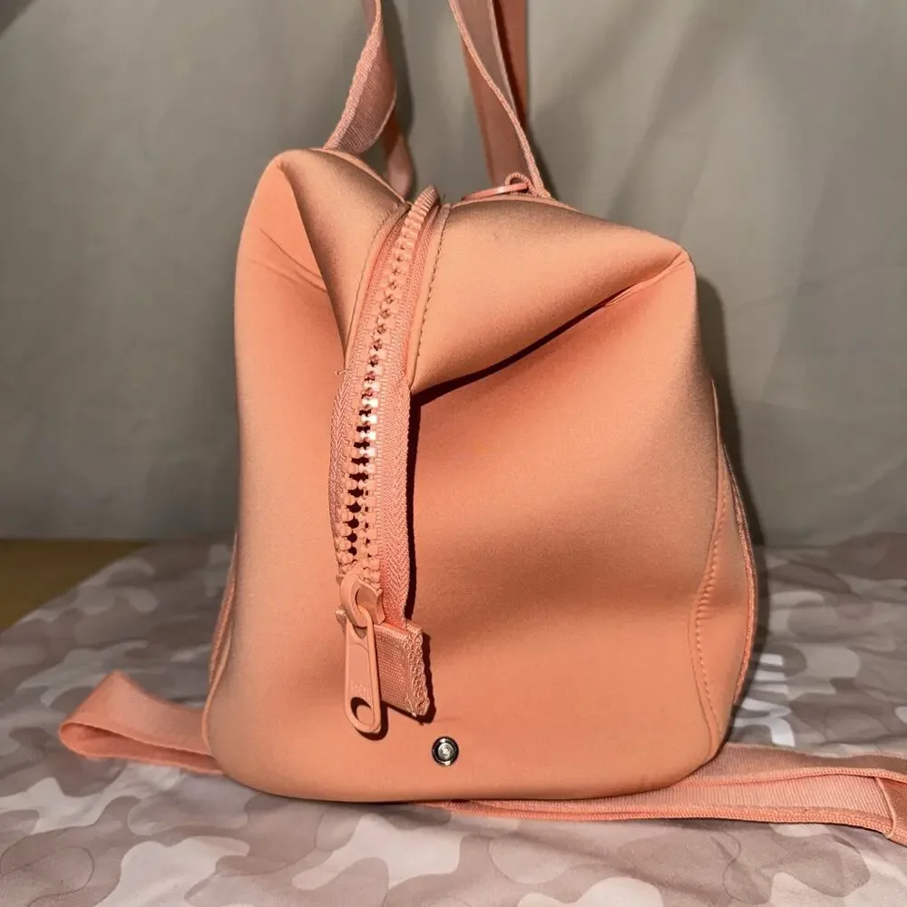 Dagne Dover Neoprene Duffel Weekender Gym Travel Bag Coral Orange Crossbody